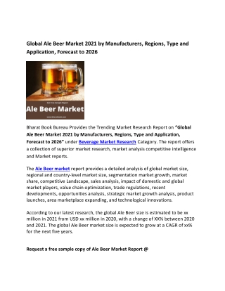 Global Ale Beer Market 2021 by Manufacturers Forecast 2026