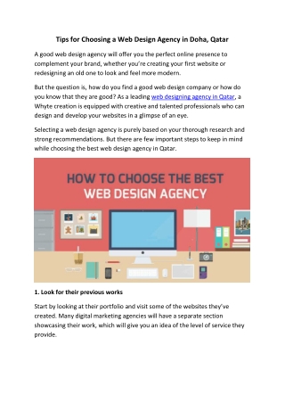 Tips for Choosing a Web Design Agency in Doha, Qatar