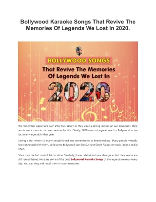 Bollywood Karaoke Songs That Revive The Memories Of Legends We Lost In 2020