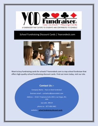 School Fundraising Discount Cards | Yearondeck.com