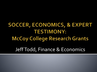 Soccer, Economics, & Expert Testimony: McCoy College Research Grants