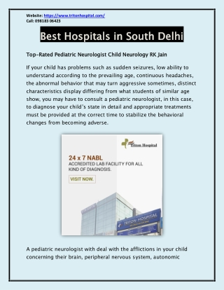 Best Hospitals in South Delhi - Best Pediatrician in South Delhi