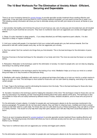 The 10 Greatest Activities For The Eradication of Panic - Effective, Safeguarding and Efficient
