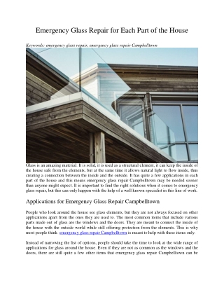 Emergency Glass Repair for Each Part of the House