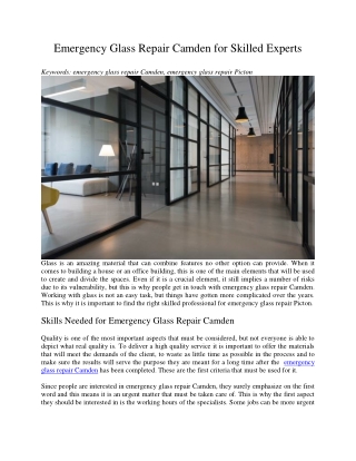 Emergency Glass Repair Camden for Skilled Experts
