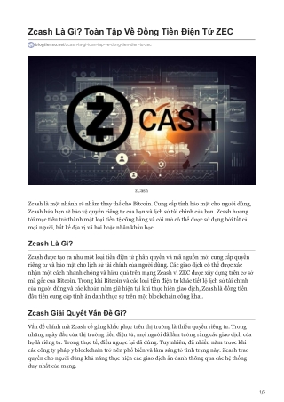 Zcash Là Gì? Toàn Tập Về Đồng Tiền Điện Tử ZEC