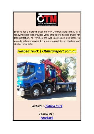 Flatbed Truck  Otmtransport.com.au