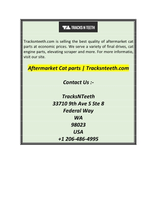 Aftermarket Cat parts  Tracksnteeth.com