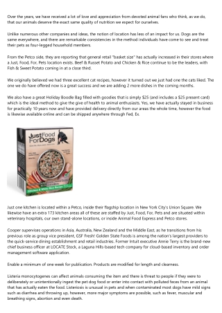 Just Food For Dogs Recalls Dog Food Due To Possible ...