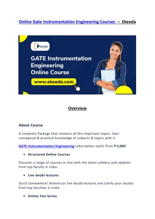 GATE Instrumentation Engineering- Ekeeda Online Coaching Mumbai
