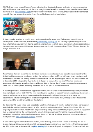 Yield Farming In Decentralized Finance