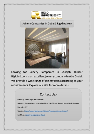 Joinery Companies in Dubai | Rigidind.com