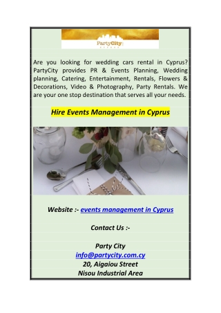 Hire Events Management in Cyprus