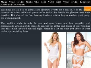 Make Your Bridal Night The Best Night with Your Bridal Lingerie Australia