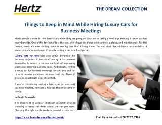 Things to Keep in Mind While Hiring Luxury Cars for Business Meetings