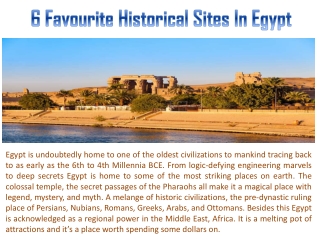 6 Favourite Historical Sites In Egypt