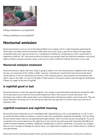 Nocturnal emission treatment
