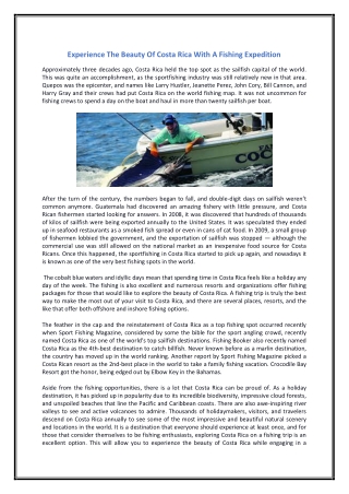 Experience The Beauty Of Costa Rica With A Fishing Expedition