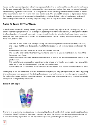 Newbie's Guide To Vaping Pure Nicotine Salt.