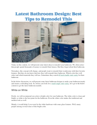Small single sink vanity