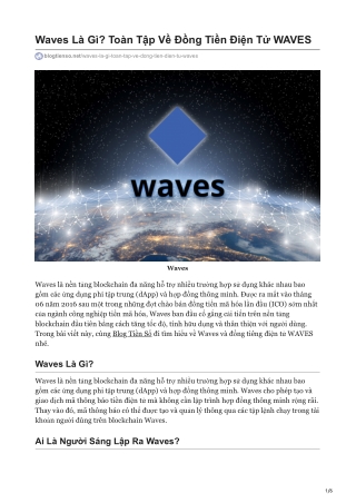 Waves Là Gì? Toàn Tập Về Đồng Tiền Điện Tử WAVES
