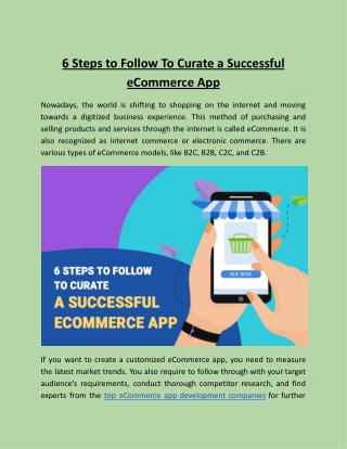 6 Steps to Follow To Curate a Successful eCommerce App