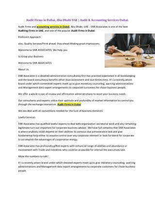 Audit Firms in Dubai, Abu Dhabi UAE | Audit & Accounting Services Dubai.