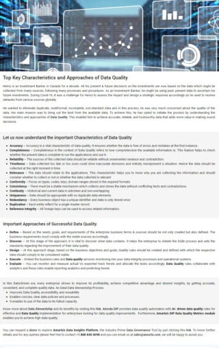Top Key Characteristics and Approaches of Data Quality