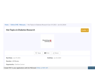 Hot Topics in Diabetes Research, Webcast