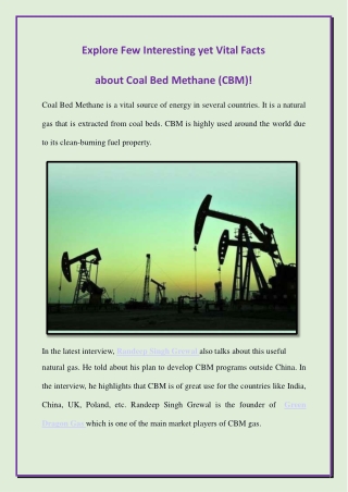 Explore Few Interesting yet Vital Facts about Coal Bed Methane (CBM)