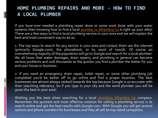 Home Plumbing Repairs And More - How To