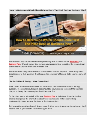 How to Determine Which Should Come First - The Pitch Deck or Business Plan