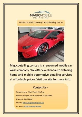 Mobile Car Wash Company | Magicdetailing.com.au