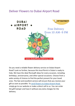 Deliver Flowers to Dubai Airport Road-