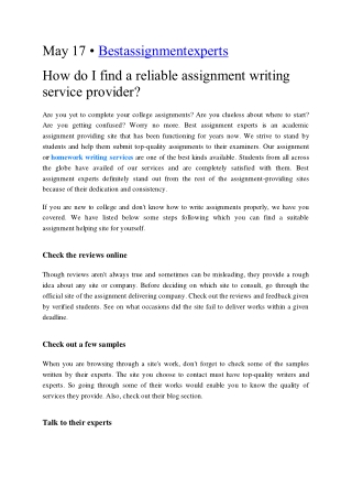 How do I find a reliable assignment writing service provider