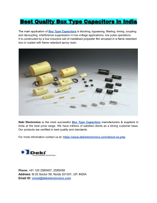Top Quality Box Type Capacitors in India