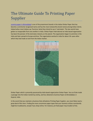 The Ultimate Guide To Printing Paper Supplier