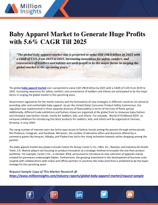 Baby Apparel Market to Generate Huge Profits with 5.6% CAGR Till 2025