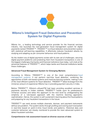 Wibmo's Intelligent Fraud Detection and Prevention System for Digital Payments