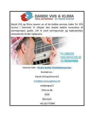 Danmarks bedste ventilationsserive