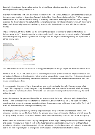 Jeff Brown Second Wave: Near Future Report (Tech Melt 2020)