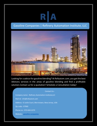 Gasoline Companies | Refinery Automation Institute, LLC