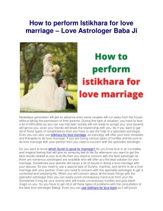 How to perform Istikhara for love marriage