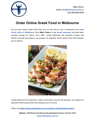 Order Online Greek Food in Melbourne