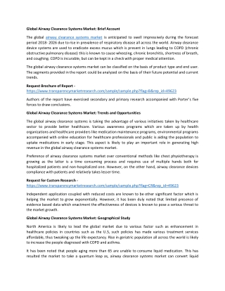Airway Clearance Systems Market Interpreted by a New Report