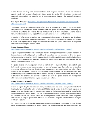 Chronic Care Management Solutions Market Estimated to Grow According to Forecast
