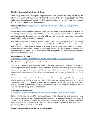 Hip Resurfacing Implants Market – Top Key Players and Industry Outlook