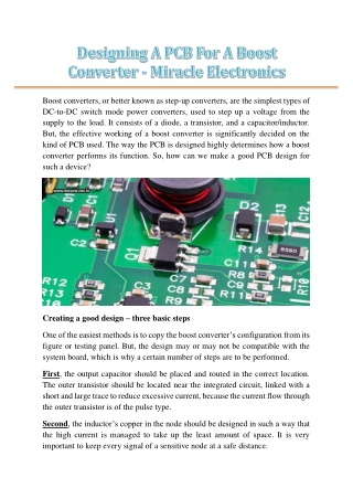 Designing A PCB For A Boost Converter - Miracle Electronics