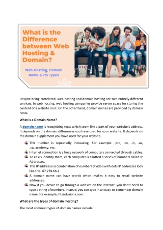 What is the Difference between Web Hosting & Domain?