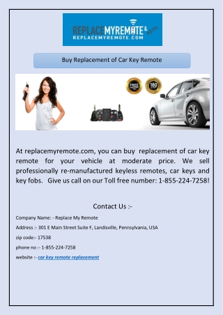 Buy Replacement of Car Key Remote